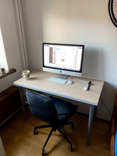 A home workspace beside the window